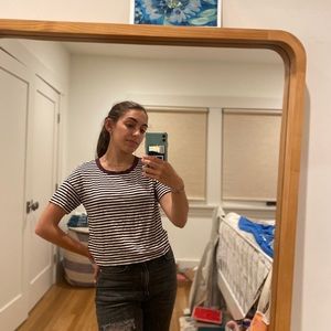 Striped Maroon and White Crop Top